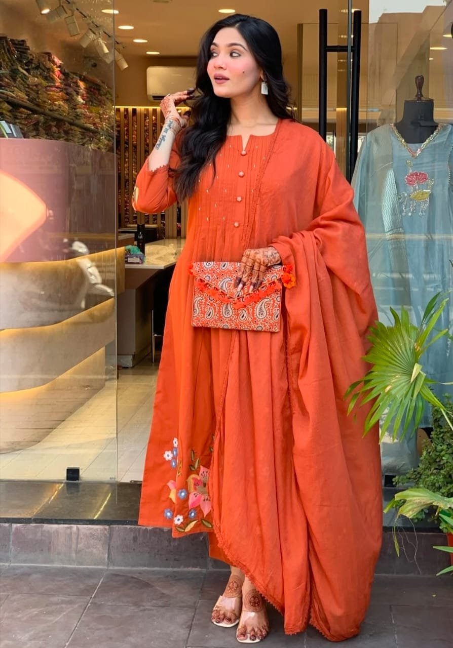 Trivona Women’s Premium Suit Set | Kurta Pant Dupatta Set | Stylish Ethnic Wear Set for Women