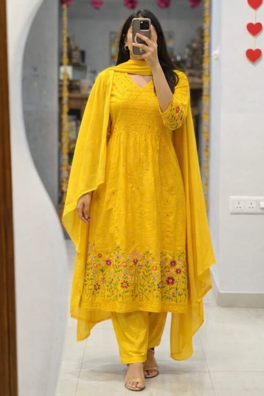 Trivona Women’s Premium Suit Set | Kurta Pant Dupatta Set | Stylish Ethnic Wear Set for Women