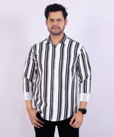 Trivona Men’s Premium Striped Casual Shirt | Full Sleeve Stylish Cotton Blend Shirt for Men